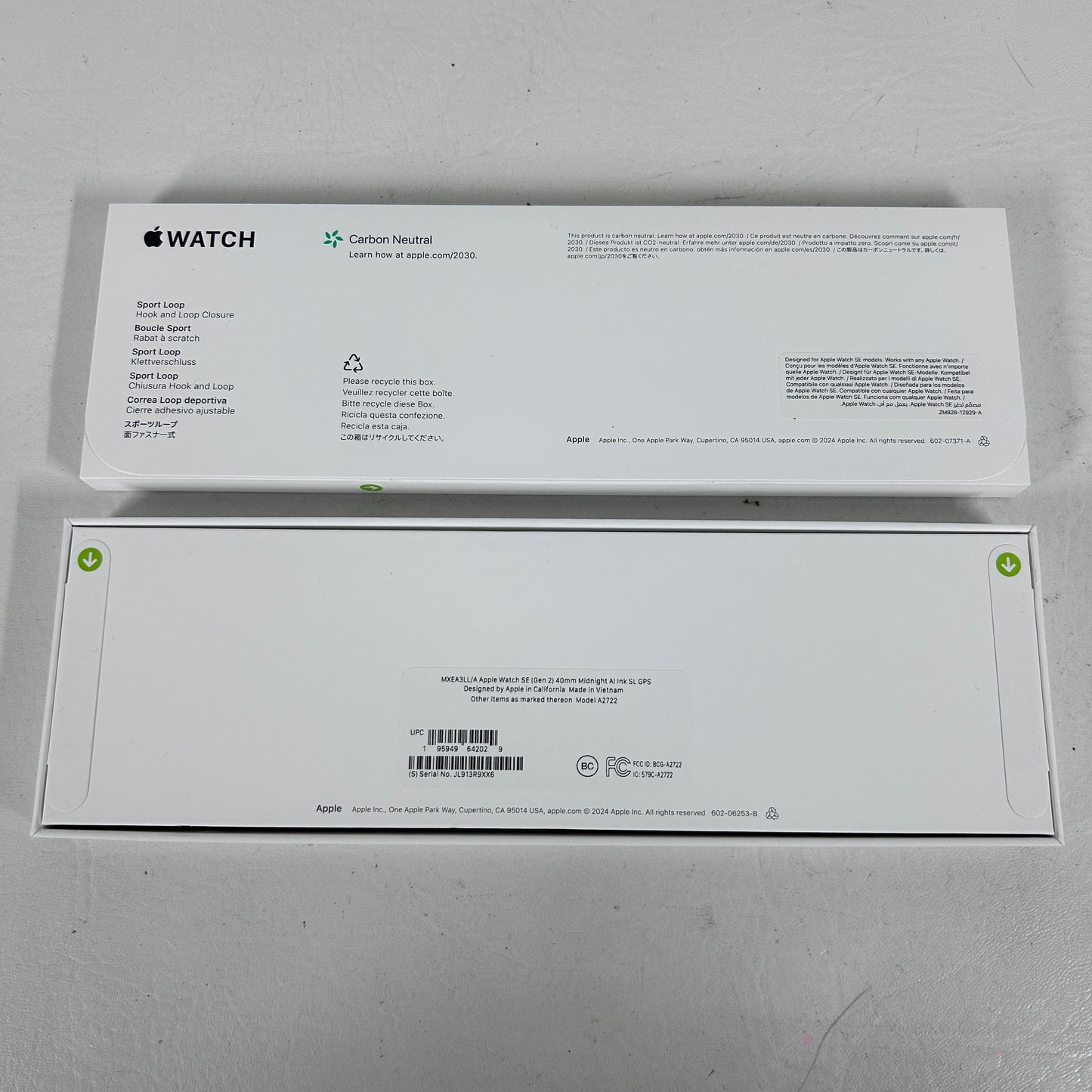 New GPS Only Apple Watch SE 2nd Gen 40MM Midnight Aluminum Ink Sport Loop MXEA3LL/A