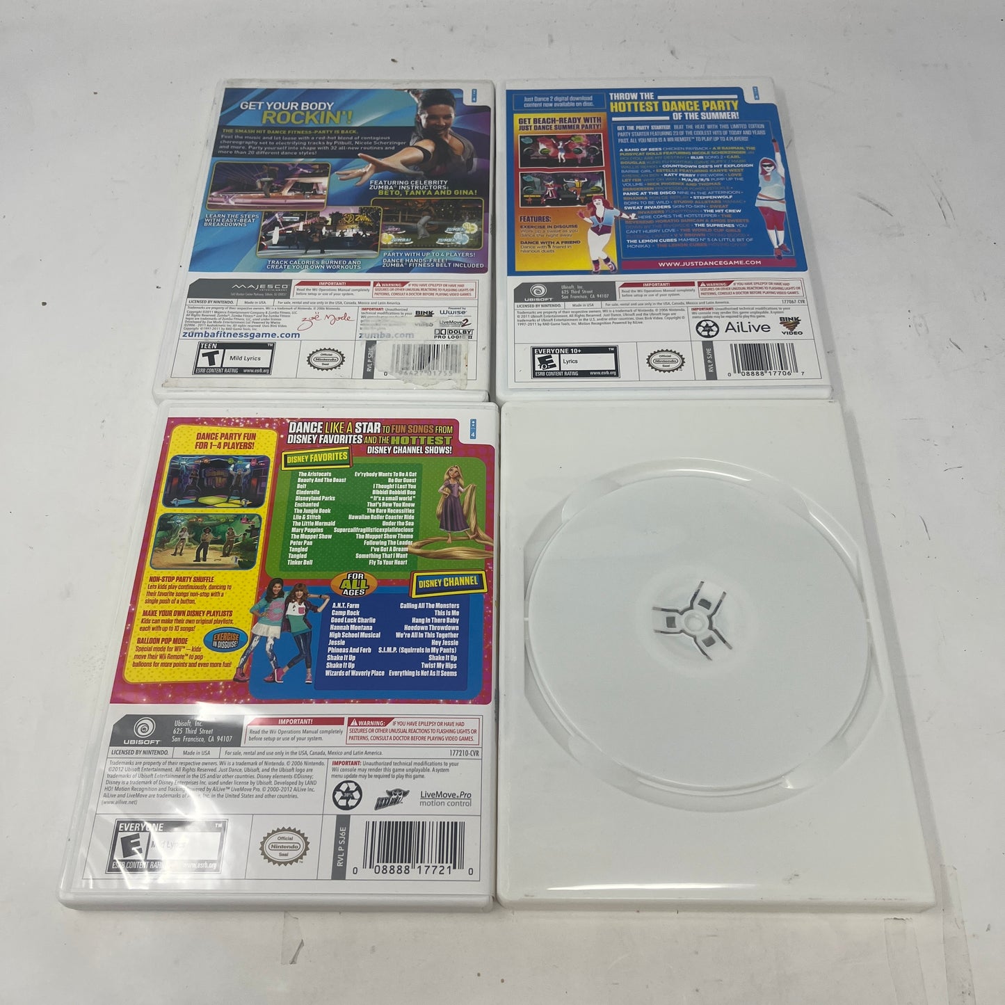 Lot of 3 Nintendo Wii Games Just Dance Summer Party Disney Party Zumba Fitness 2