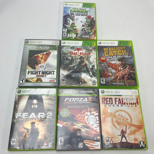 Lot of 7 Xbox 360 Games Dead Island Red Faction FEAR 2 Skate 3 Forza Fight Night