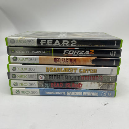 Lot of 7 Xbox 360 Games Dead Island Red Faction FEAR 2 Skate 3 Forza Fight Night