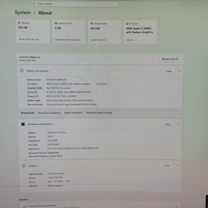 Periphio Custom PC Ryzen 5 5600G 3.90GHz 16GB RAM 1TB SSD AMD