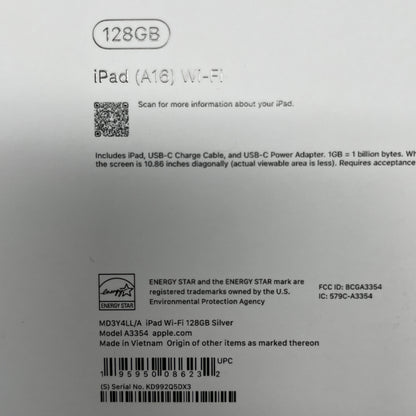 NEW Apple iPad 11-inch A16 11th GEN Wi-Fi 128GB SILVER