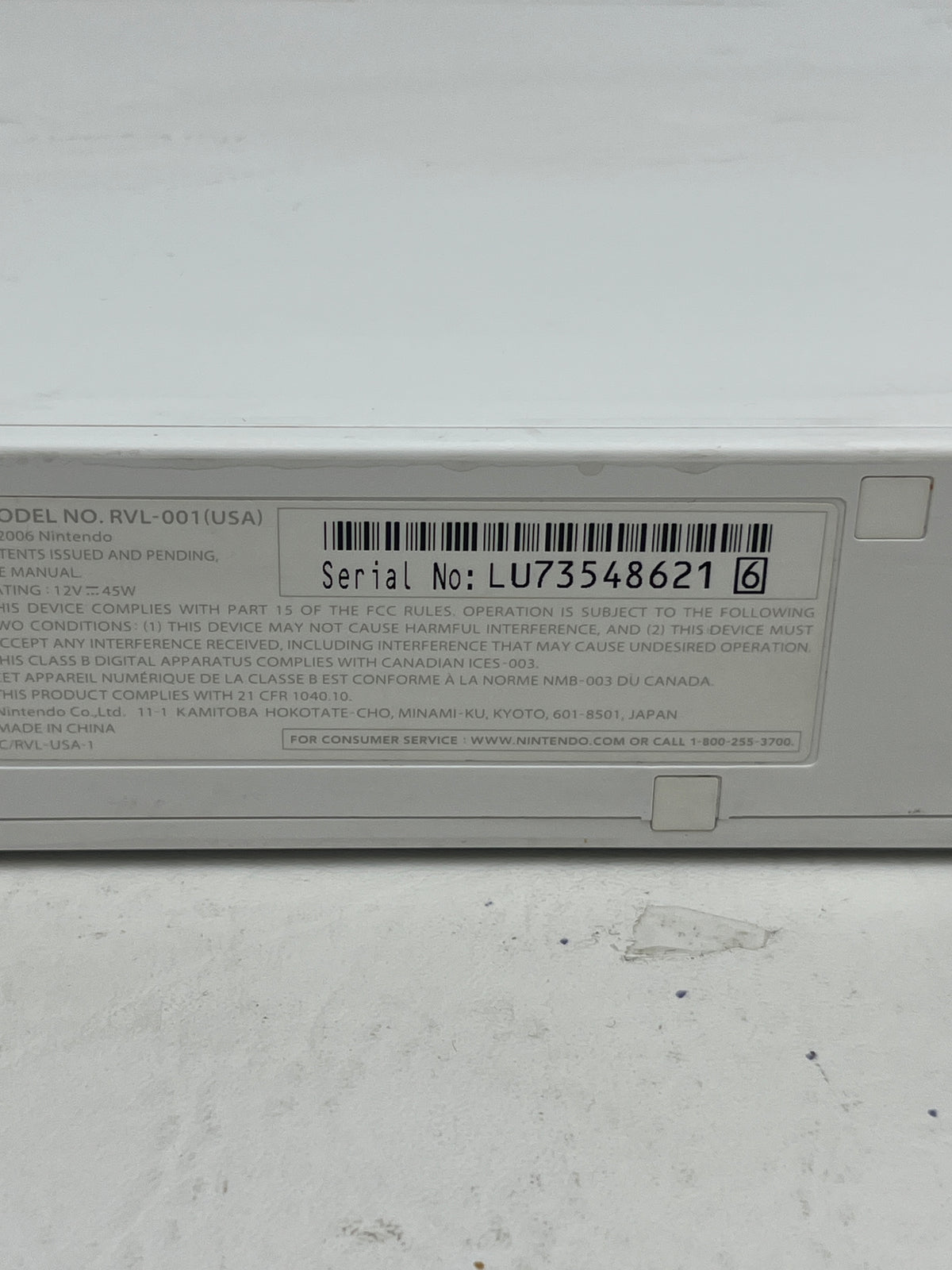 Nintendo Wii Video Game Console Only RVL-001 White