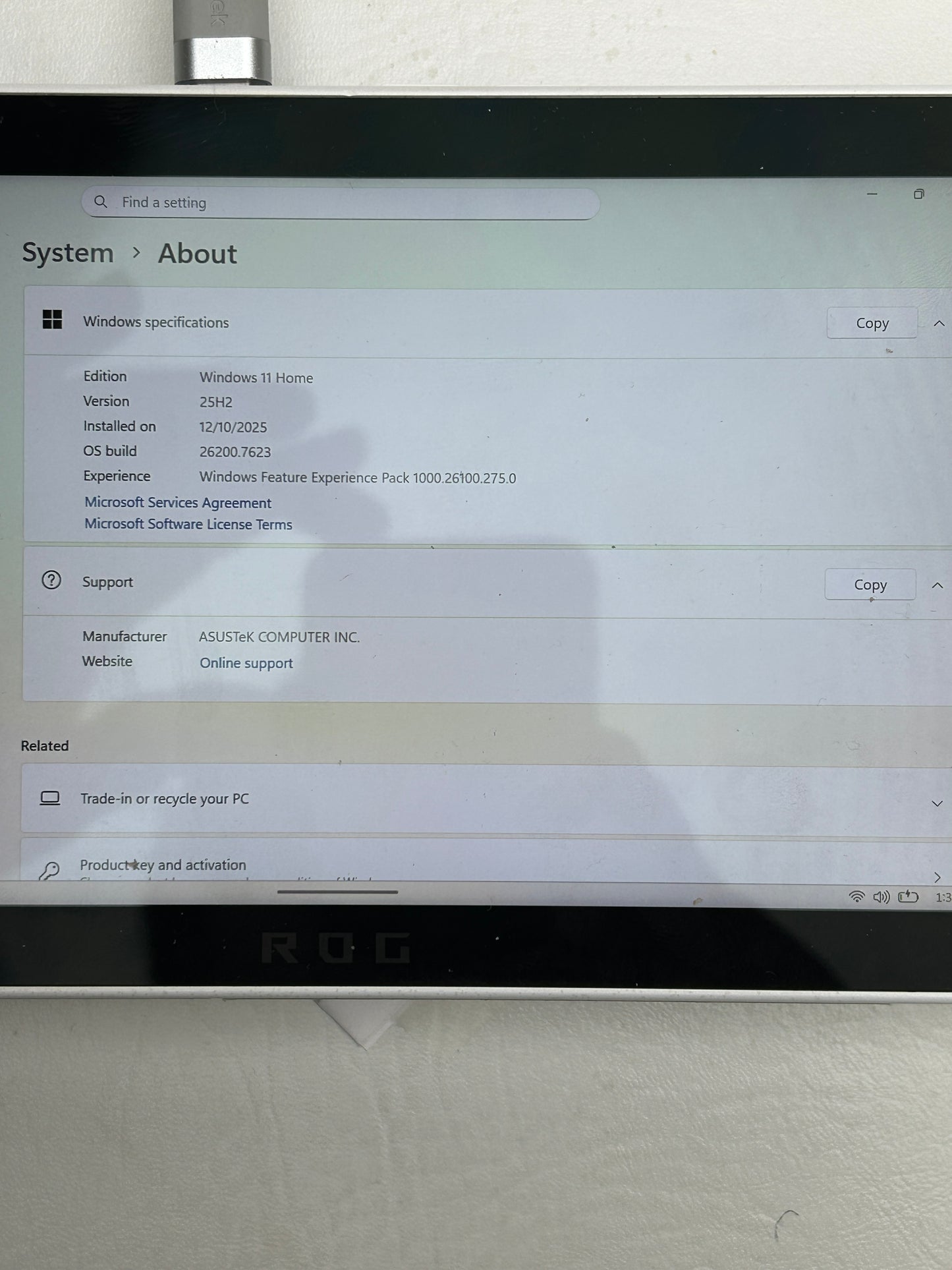Asus ROG Ally 7" AMD Ryzen Z1 Extreme 16GB RAM 512GB White