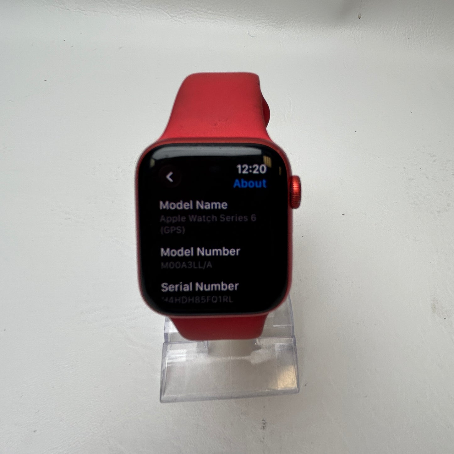 GPS Only Apple Watch Series 6 40MM Red Aluminum Red Sport Band M00A3LL/A