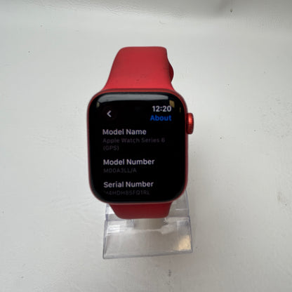 GPS Only Apple Watch Series 6 40MM Red Aluminum Red Sport Band M00A3LL/A