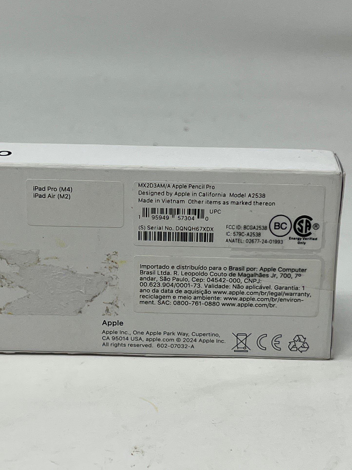 Apple Pencil Pro Smart Pencil Stylus White MX2D3AM/A