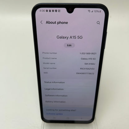 T-Mobile Samsung Galaxy A15 5G 4GB RAM 128GB SM‑A156U Blue