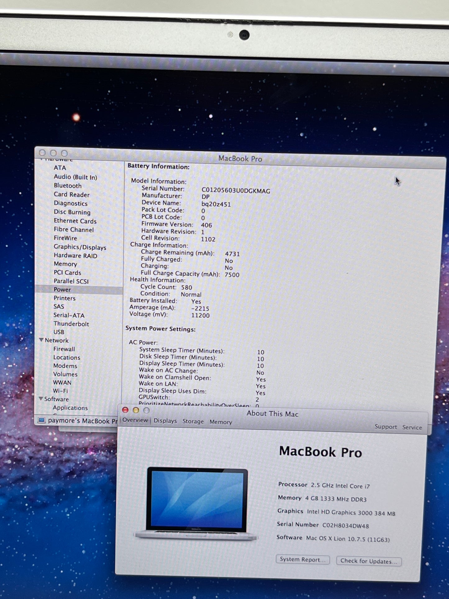 2011 Apple MacBook Pro 16" i7 2.5GHz 4GB RAM 1TB SSD Silver A1297