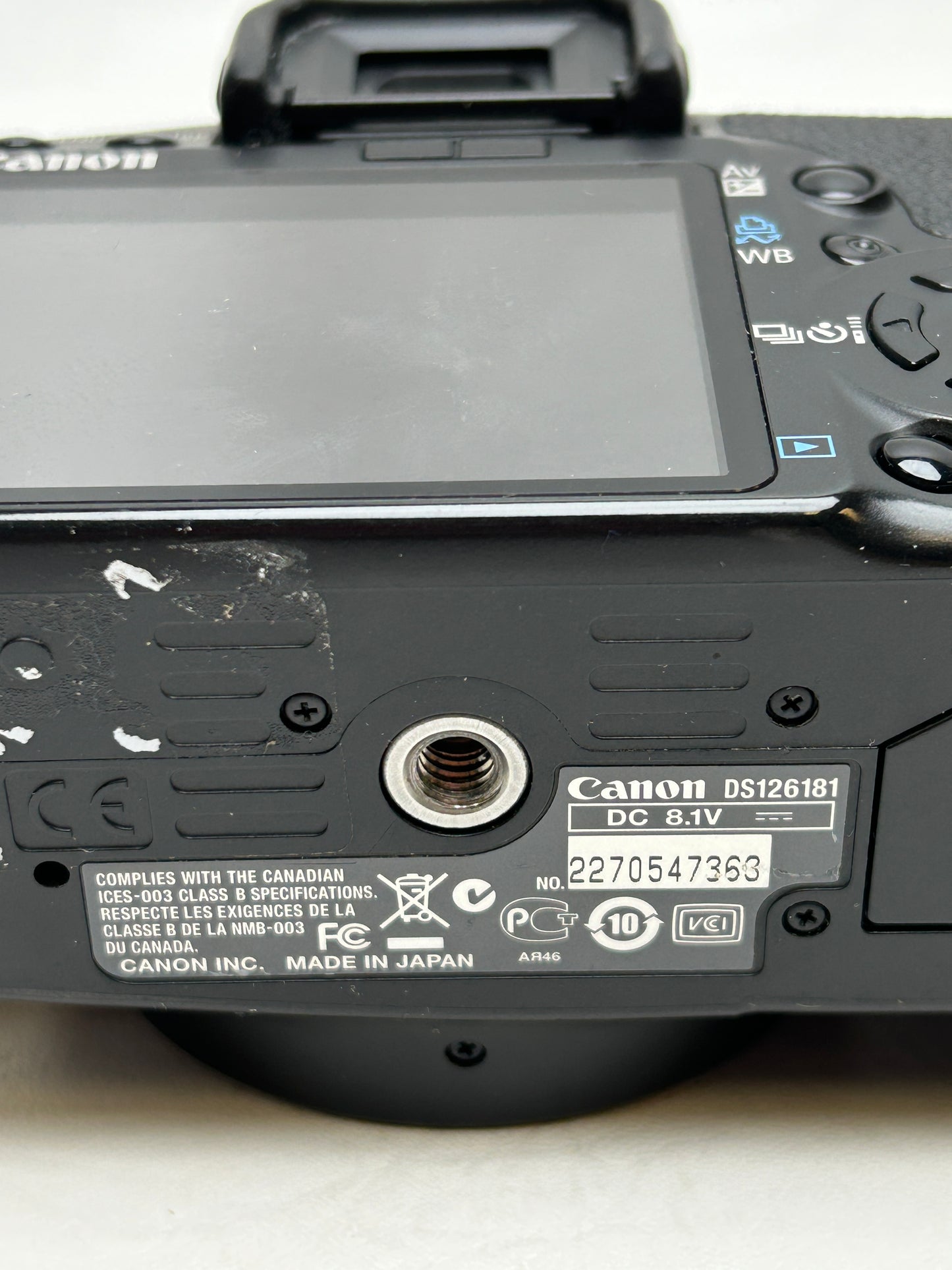 Broken Canon EOS Rebel XSi 12.2MP Digital SLR Camera Black/ No Power
