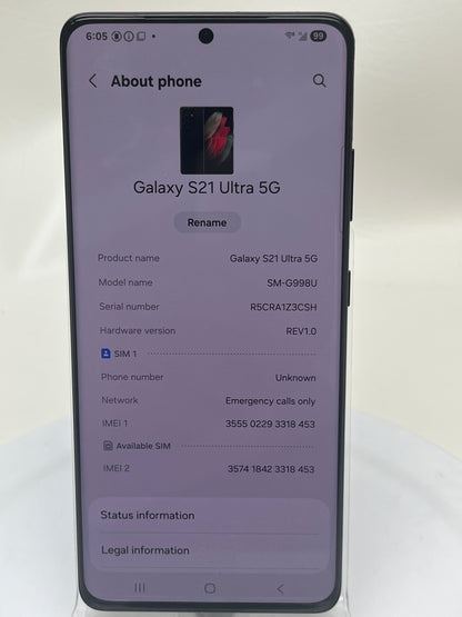 Verizon Samsung Galaxy S21 Ultra 12GB RAM 128GB SM-G998U Black