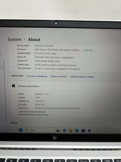 Bios Locked/HP EliteBook 845 G8 14" AMD Ryzen 5 Pro 5650U 2.3GHz 16GB RAM 512GB SSD