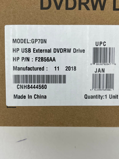 New HP USB External Drive DVDRW F2B56AA