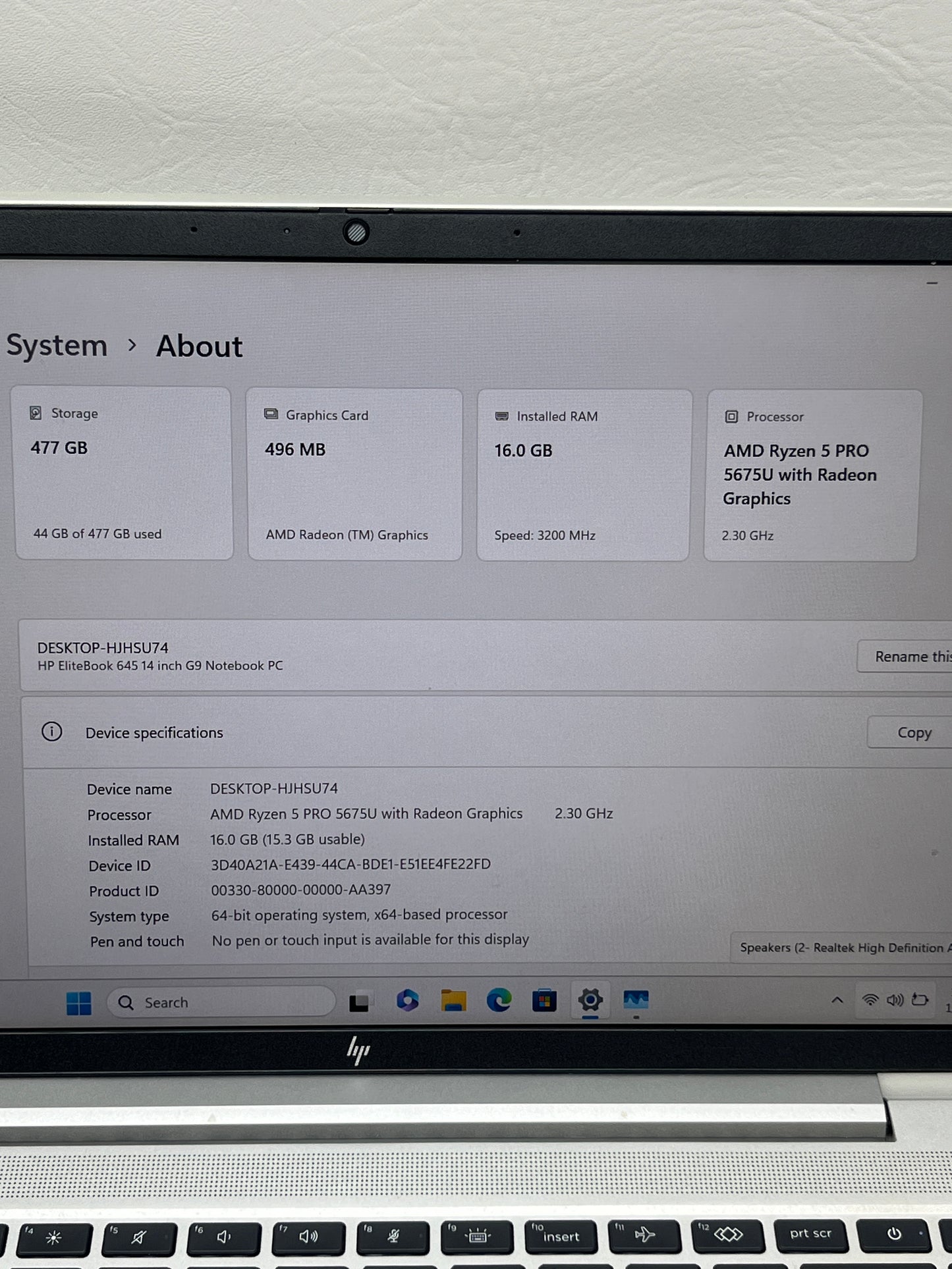 HP EliteBook 645 G9 14" Ryzen 5 Pro 5675U 2.3GHz 16GB RAM 512GB SSD AMD Radeon
