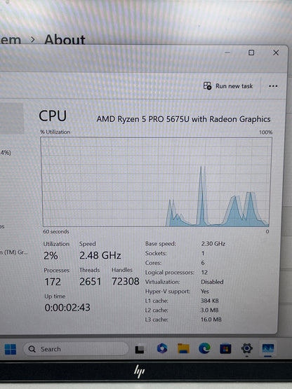 HP EliteBook 645 G9 14" Ryzen 5 Pro 5675U 2.3GHz 16GB RAM 512GB SSD AMD Radeon