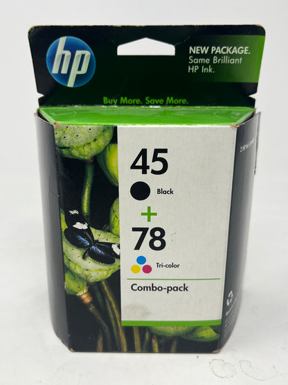 New HP 45 Black + Tri-Color Ink Cartridge Combo Pack HEWC8788FN