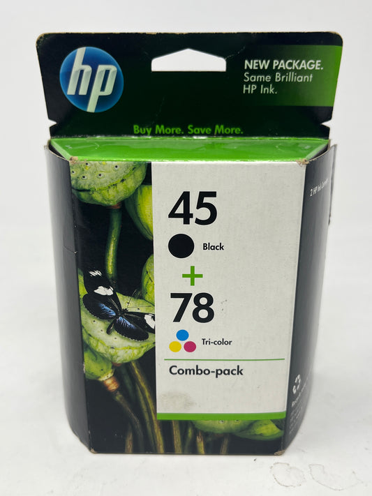 New HP 45 Black + Tri-Color Ink Cartridge Combo Pack HEWC8788FN