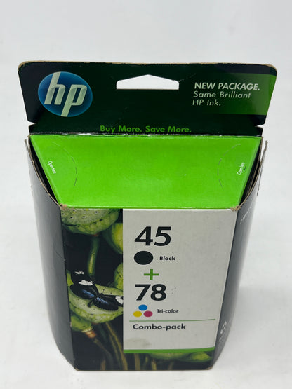 New HP 45 Black + Tri-Color Ink Cartridge Combo Pack HEWC8788FN
