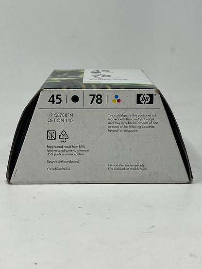 New HP 45 Black + Tri-Color Ink Cartridge Combo Pack HEWC8788FN