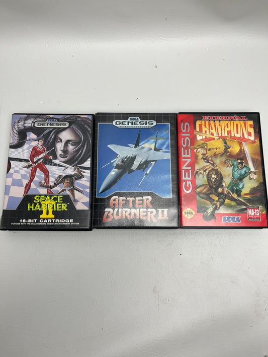 Lot of 3 Games Sega Genesis Space Harrier II,After Burner II,Eternal Champions