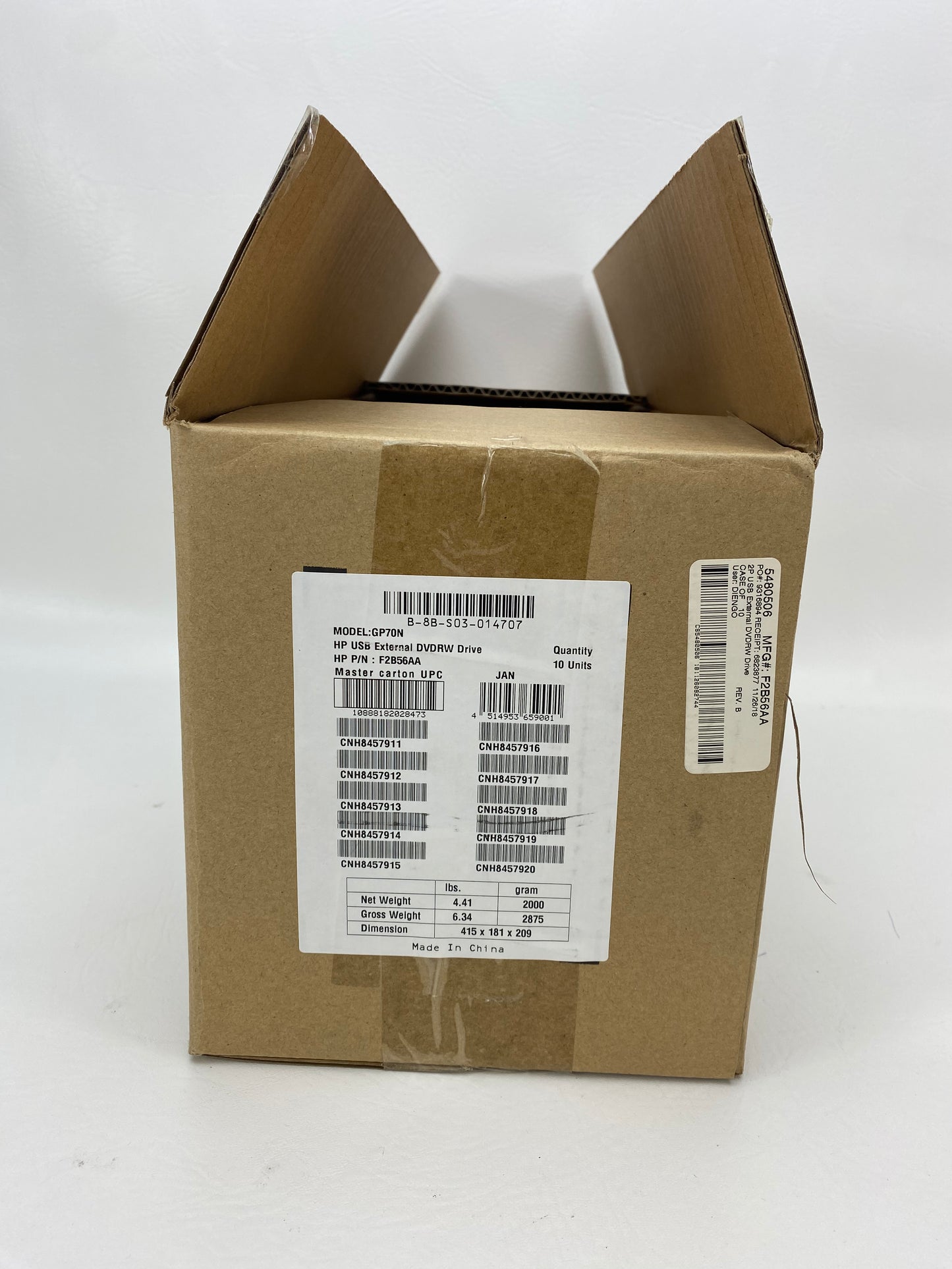 New HP USB External Drive DVDRW F2B56AA