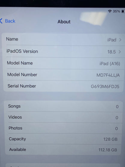 WiFi Only Apple iPad 11" (A16) 128GB Silver MD7F4LL/A