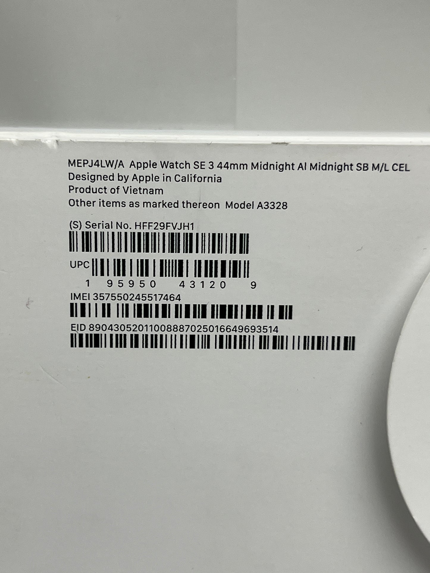 Unlocked Apple Watch SE 3 44MM Midnight Aluminum Black Sport Band MEPJ4W/A