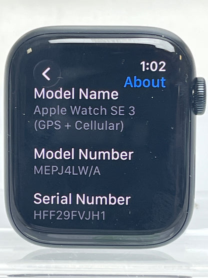 Unlocked Apple Watch SE 3 44MM Midnight Aluminum Black Sport Band MEPJ4W/A