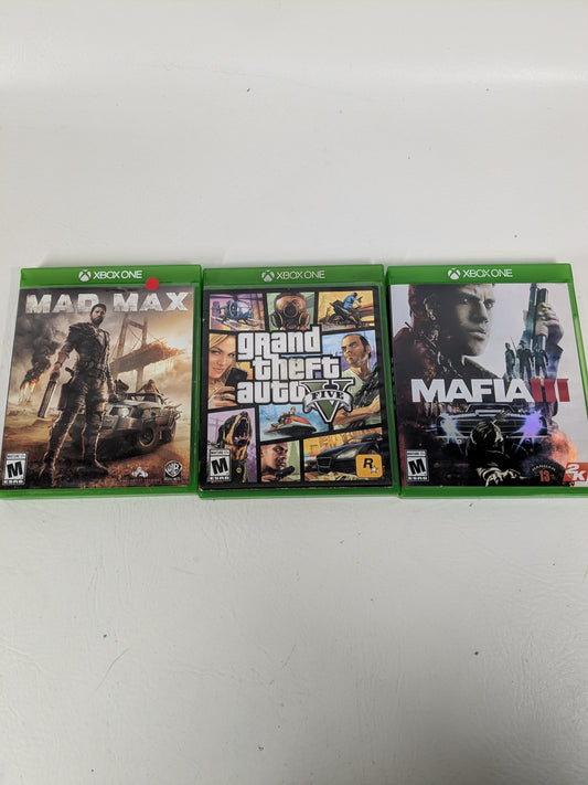 Lot of 3 Microsoft Xbox One Games Mad Max Grand Theft Auto V GTA 5 Mafia III