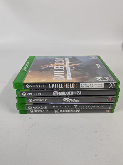 Lot of 5 Microsoft Xbox One Games Madden NFL 22 23 Destiny Taken King NFS Rivals