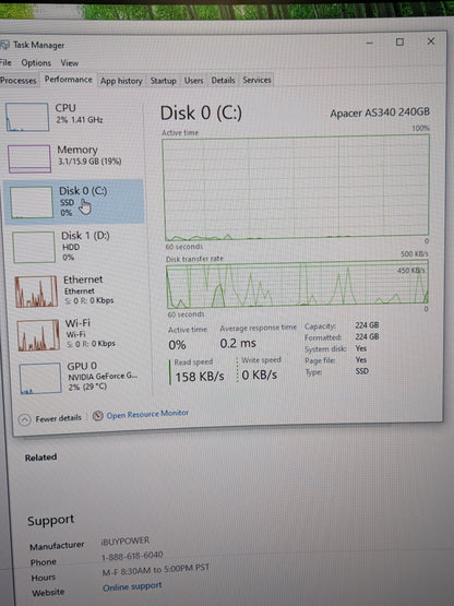 iBuyPower Custom PC Core i3-9100F 3.60GHz 16GB RAM 1TB SSD Nvidia GeForce GTX 16