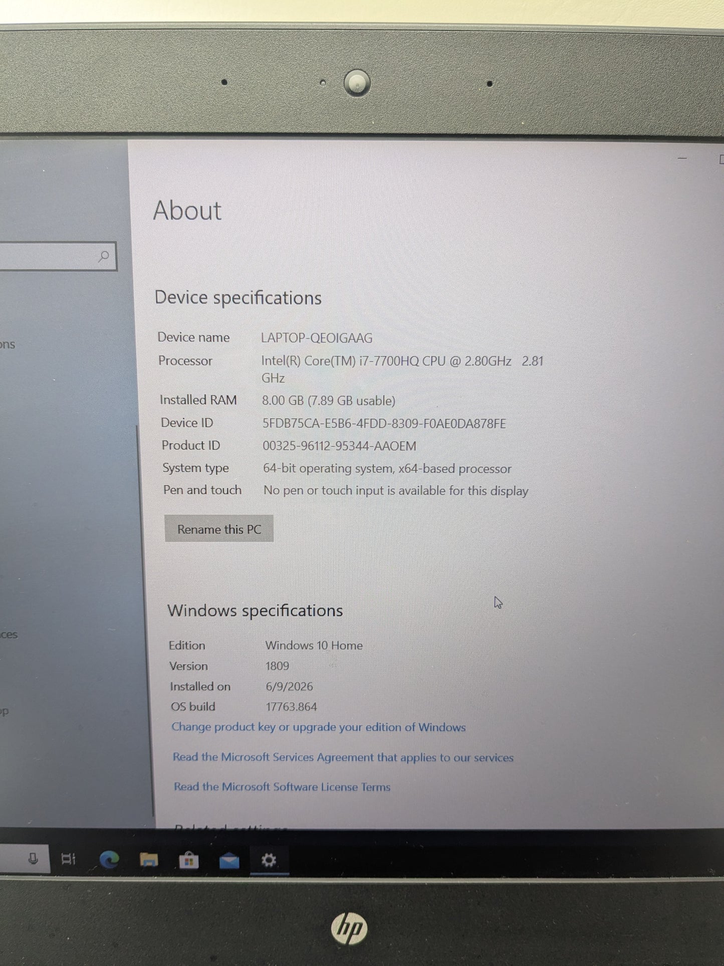 HP Omen QEOIGAAG 15.6" i7-7700HQ 2.8GHz 8GB RAM 1TB SSD GeForce GTX 1050