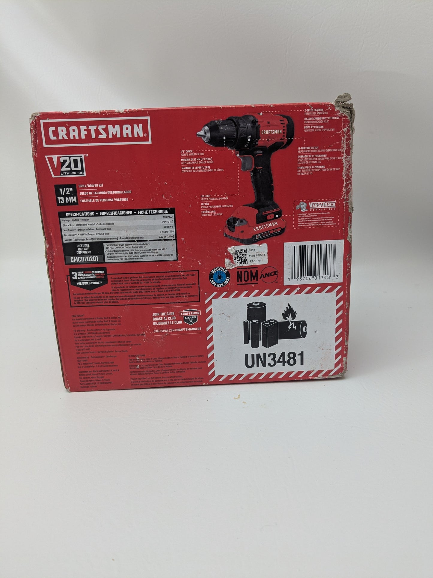 New Craftsman 20V MAX 1/2 Inch Drill Driver Kit CMCD702D1