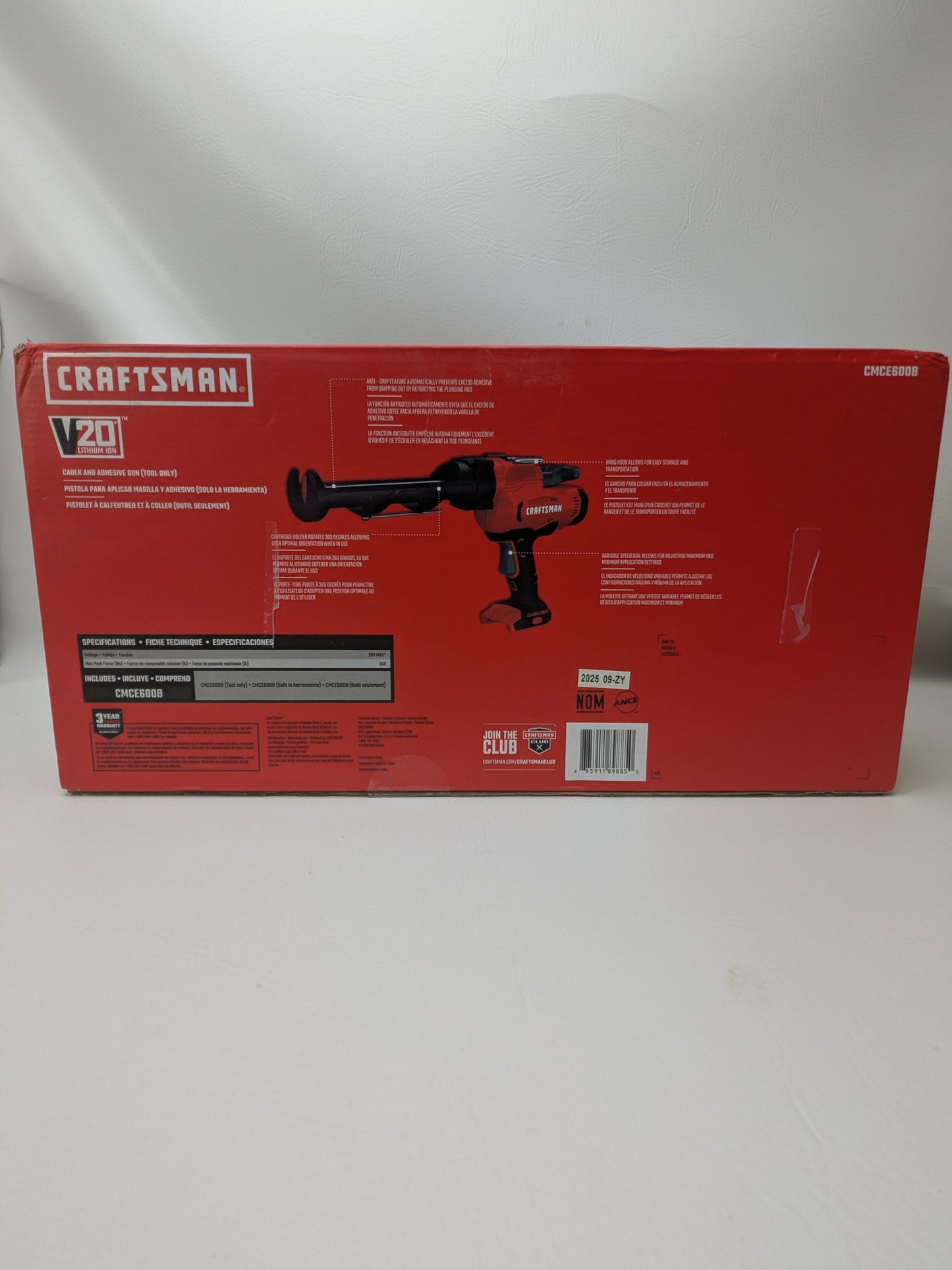 New Craftsman 20V Cordless Caulk Gun CMCE600B