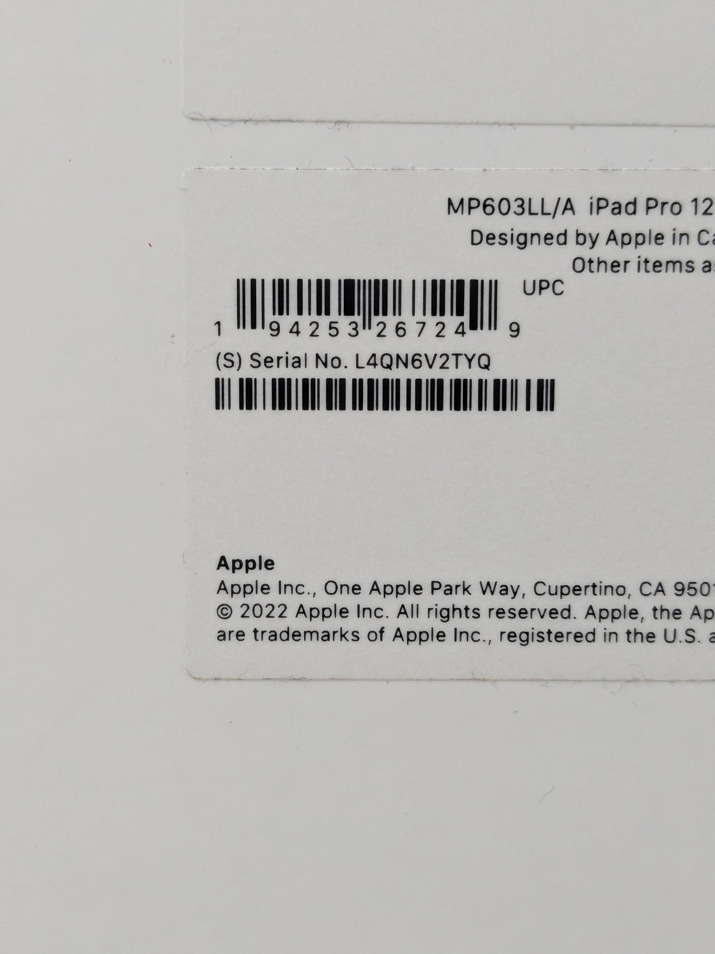 WiFi Only Apple iPad Pro 12.9" 6th Gen 256GB Space Gray MP03LL/A