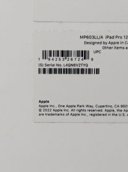 WiFi Only Apple iPad Pro 12.9" 6th Gen 256GB Space Gray MP03LL/A