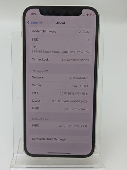Factory Unlocked Apple iPhone 12 Mini 64GB White MG613LL/A
