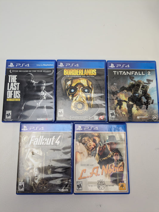 Lot of 5 PS4 Games Last of Us Remastered Fallout 4 LA Noire Titanfall Borderland