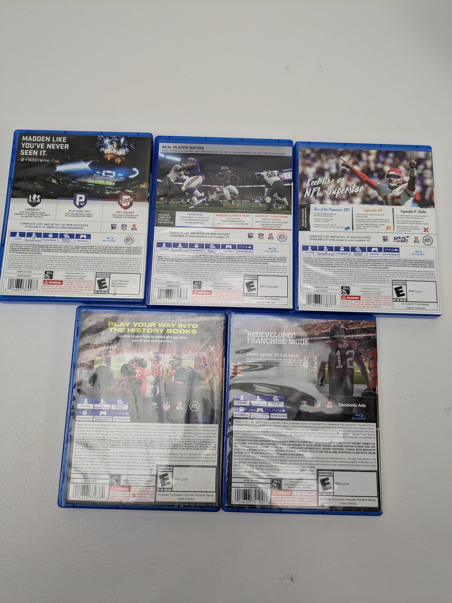 Lot of 5 PS4 Games Madden NFL 18 19 20 22 23 EA Sports Football Bundle