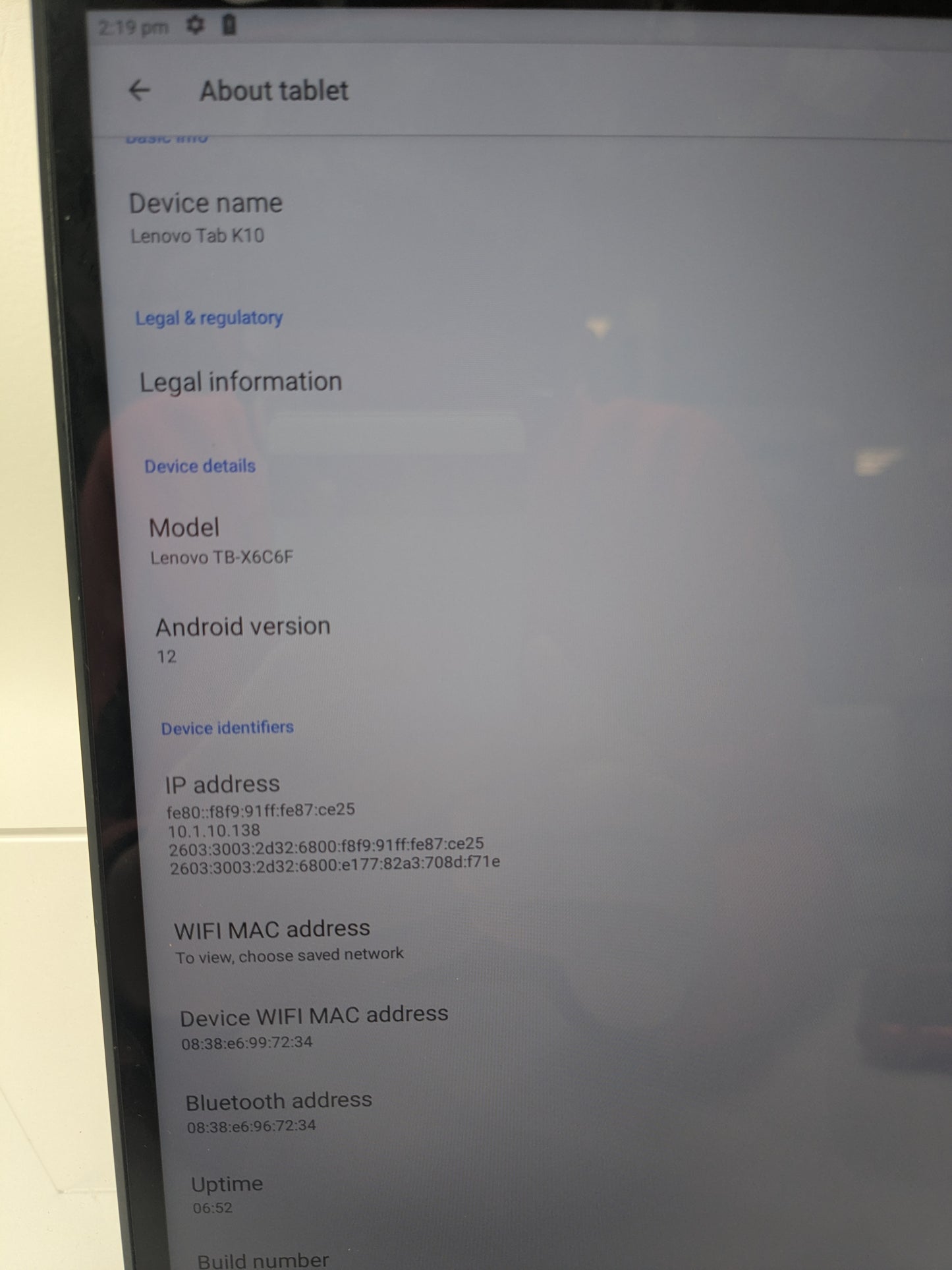 WiFi Only Lenovo Tab K10 32GB Black TB-X6C6F