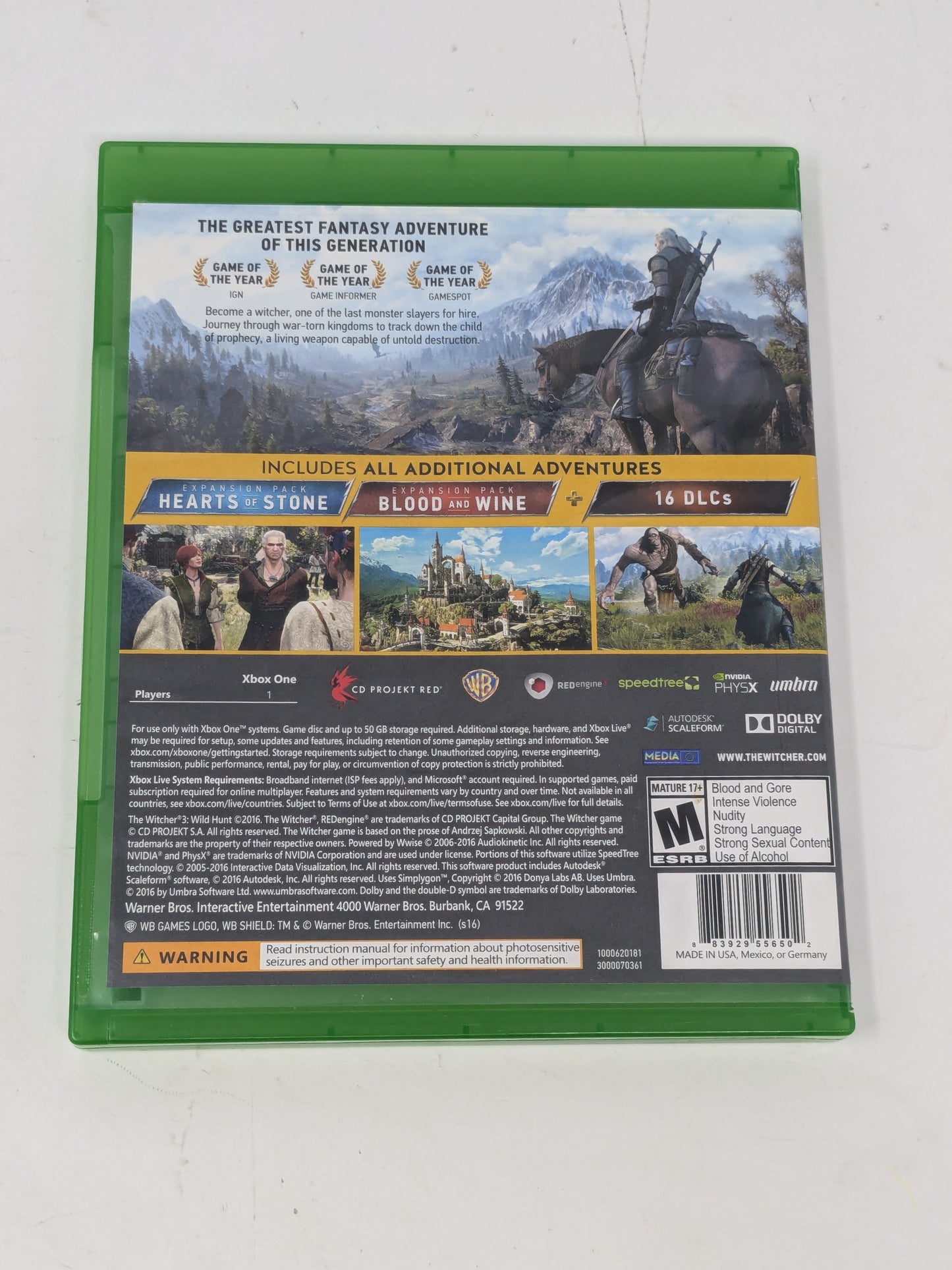 Witcher 3: Wild Hunt [Game of the Year Edition] (Microsoft Xbox One, 2016)