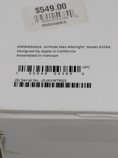 Apple AirPods Max USB-C Wireless Over-Ear Headphones Midnight MWW43AM/A