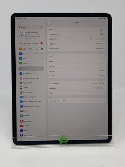 WiFi Only Apple iPad Air 13" M3 256GB Space Gray MCNN4LL/A