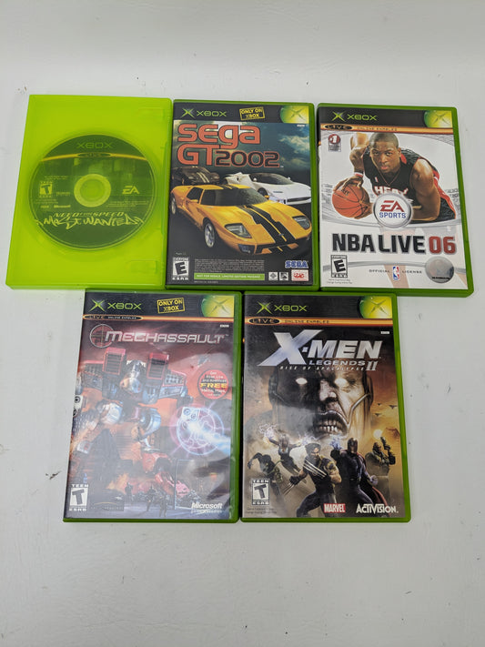 Lot of 5 Original Xbox Games Need for Speed MechAssault NBA Live 06 Sega GT X-