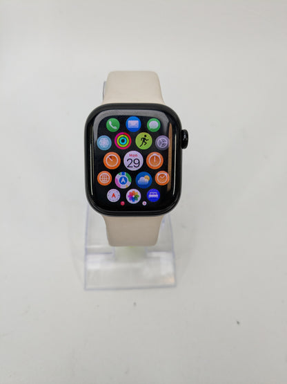Apple Watch Series 11 GPS 42mm Jet Black Aluminum Starlight Sport Band MEQU4LW/A