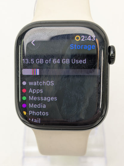 Apple Watch Series 11 GPS 42mm Jet Black Aluminum Starlight Sport Band MEQU4LW/A