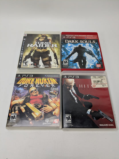 Lot of 4 Games Sony PlayStation 3 PS3 Tomb Raider Underworld,Dark Souls,Hitman Absolution,Duke Nukem Forever