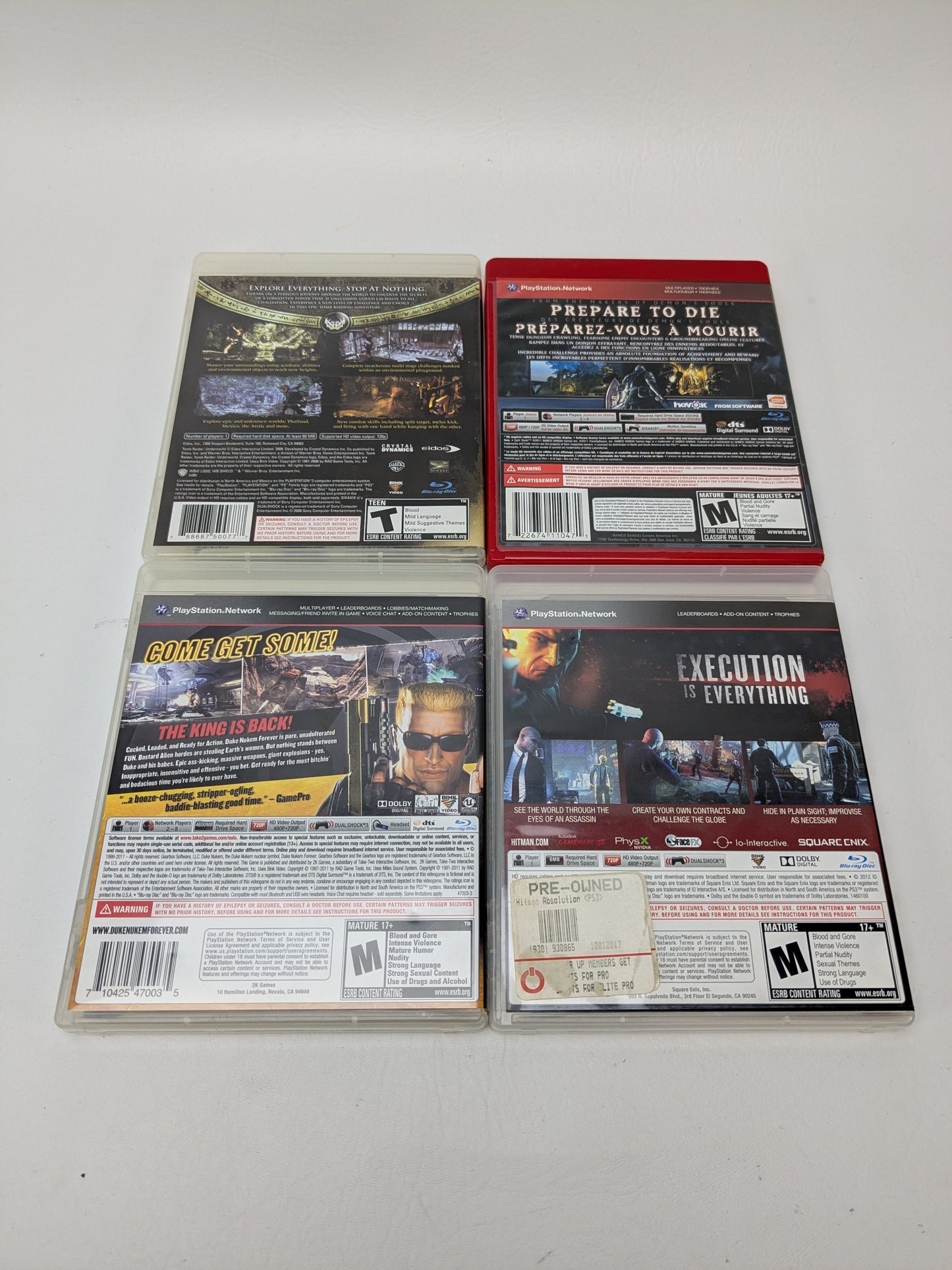 Lot of 4 Games Sony PlayStation 3 PS3 Tomb Raider Underworld,Dark Souls,Hitman Absolution,Duke Nukem Forever