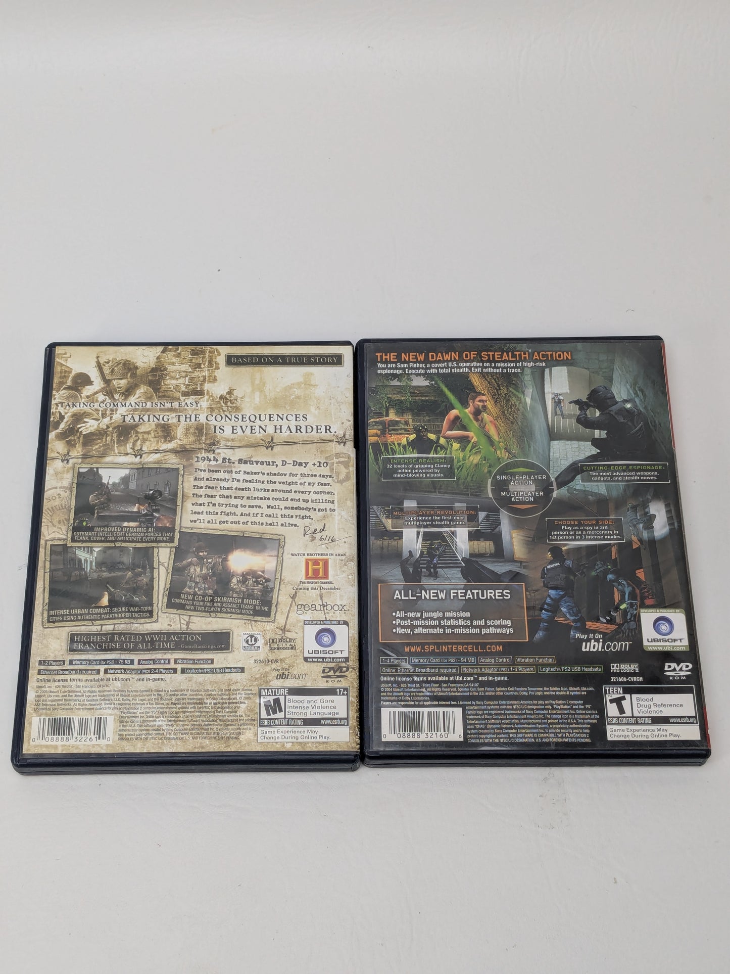 Lot of 2 Games Sony PlayStation 2 PS2 Brothers in Arms Earned in Blood,Splinter Cell Pandora Tomorrow