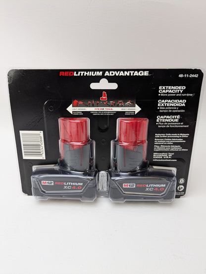 New M12 12-Volt Lithium-Ion XC Extended Capacity 4.0 Ah Battery 2 Pack